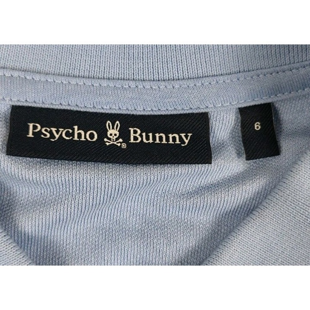 Psycho Bunny 100% Pima Cotton Polo Short Mens Sz 6 US LG Light Blue - Picture 4 of 9